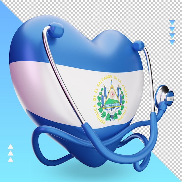 PSD 3d-wereldgezondheidsdag el salvador vlag weergave linker weergave