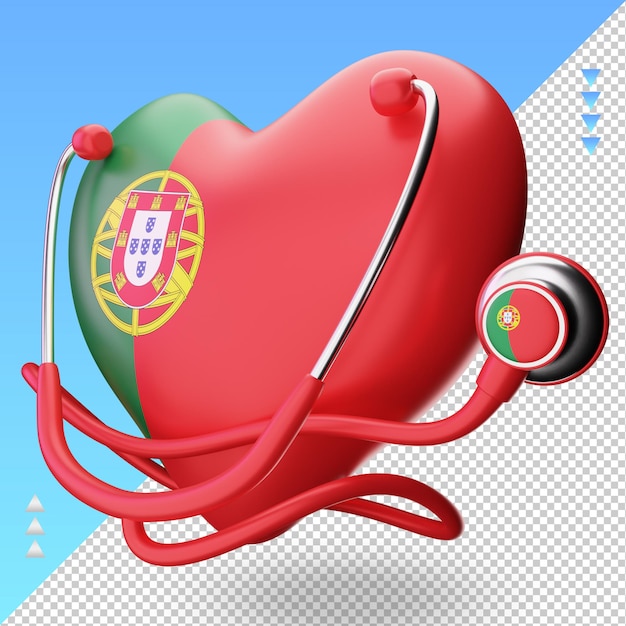 PSD 3d-wereldgezondheidsdag portugal vlag weergave juiste weergave
