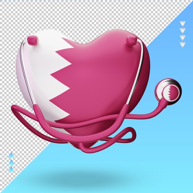 PSD 3d-wereldgezondheidsdag qatar vlag rendering vooraanzicht