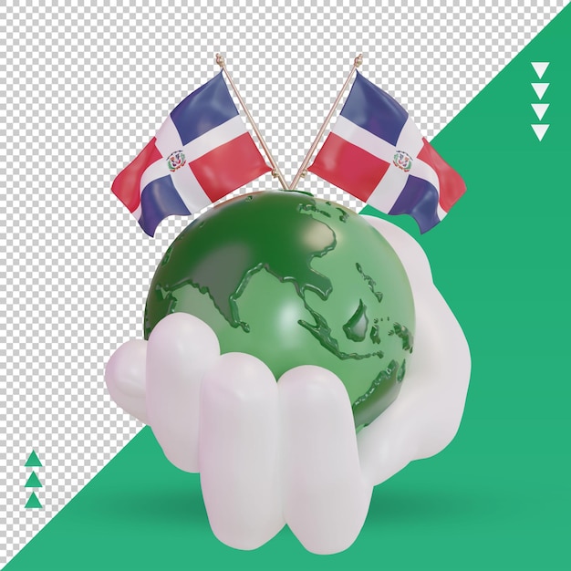 PSD 3d wereldmilieudag dominicaanse republiek vlag rendering vooraanzicht