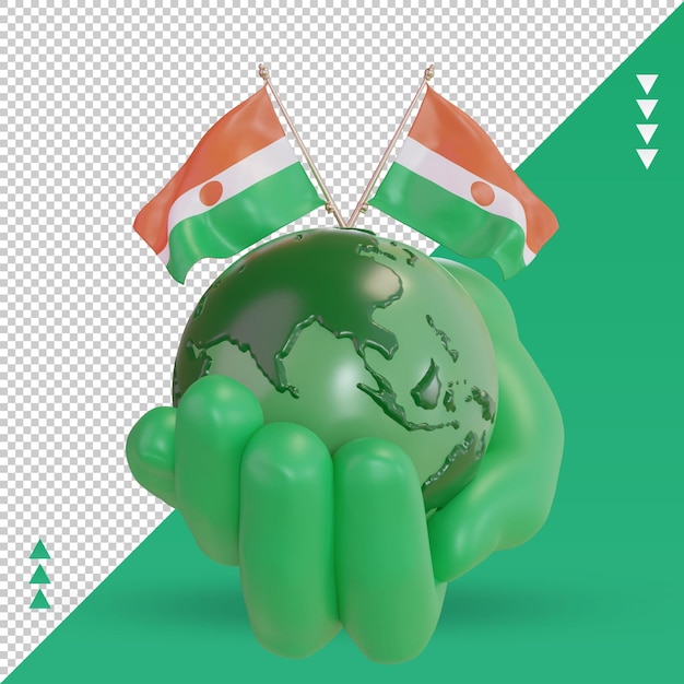 3d wereldmilieudag niger vlag rendering vooraanzicht