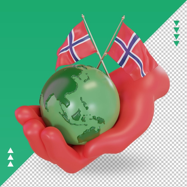 PSD 3d wereldmilieudag noorwegen vlag rendering juiste weergave