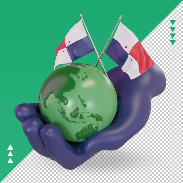 PSD 3d wereldmilieudag panama vlag rendering juiste weergave