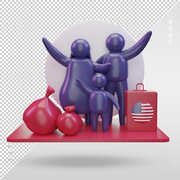 3d-wereldvluchteling dag amerika vlag rendering vooraanzicht