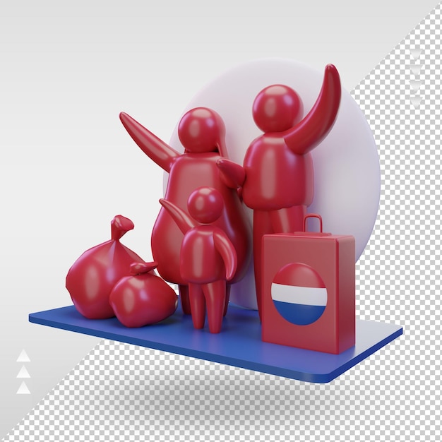 3D-wereldvluchtelingendag Nederlandse vlag die de juiste weergave weergeeft