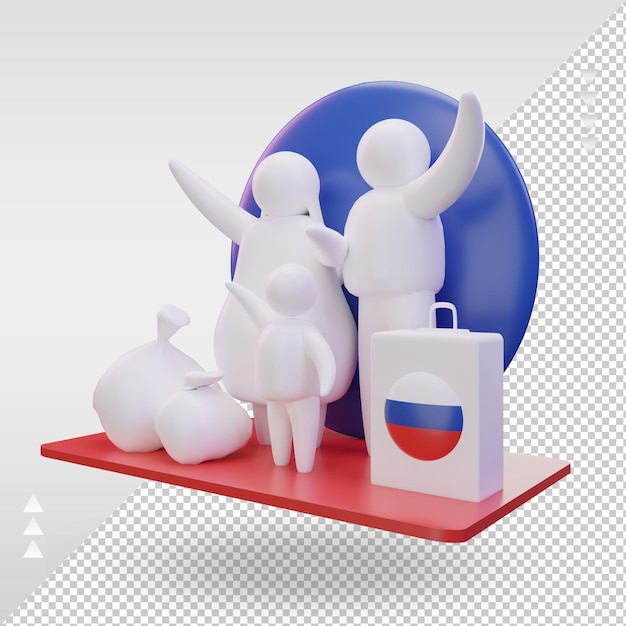 3d-wereldvluchtelingendag russische vlag die de juiste weergave weergeeft