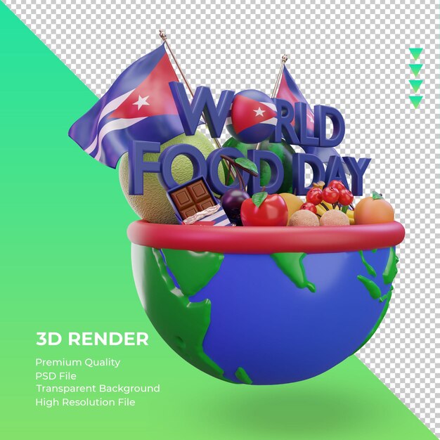 PSD 3d wereldvoedseldag cuba rendering linkeraanzicht