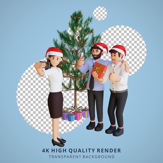 PSD 3d werknemer karakter illustratie nieuwjaar kerstfeest