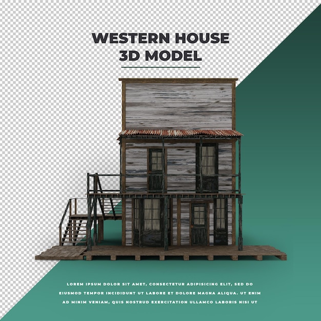 PSD 3d western house model