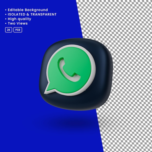 3D WhatsApp Icon with transparent background