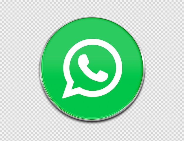 PSD 3d whatsapp logo in ronde geëmailleerde metaalplaat stijl