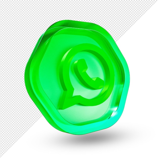 PSD 3d whatsapp logo szkło akrylowe na białym tle