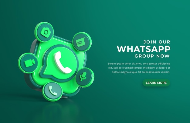 3d логотип whatsapp с иконками чата