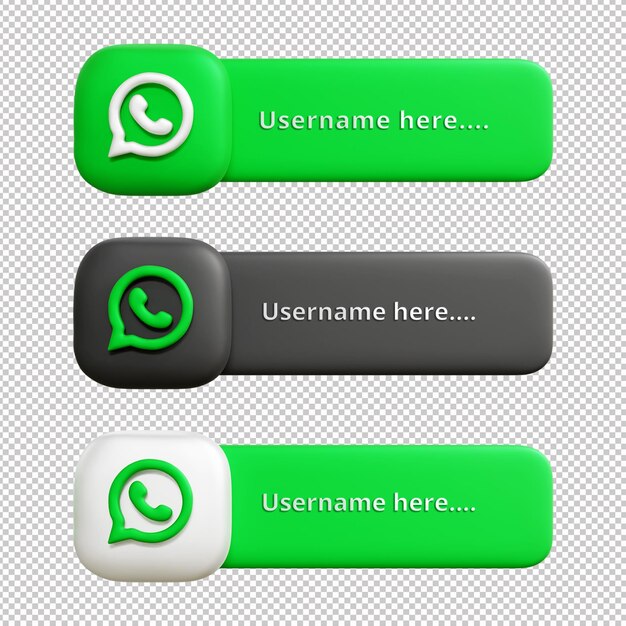 PSD 3d whatsapp нижний третий набор или 3d иллюстрация этикетки whatsapp