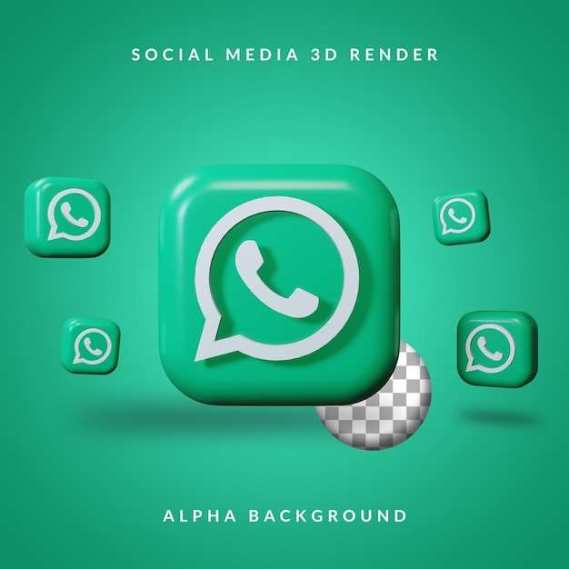 3d whatsapp-toepassingslogo met alpha-achtergrond