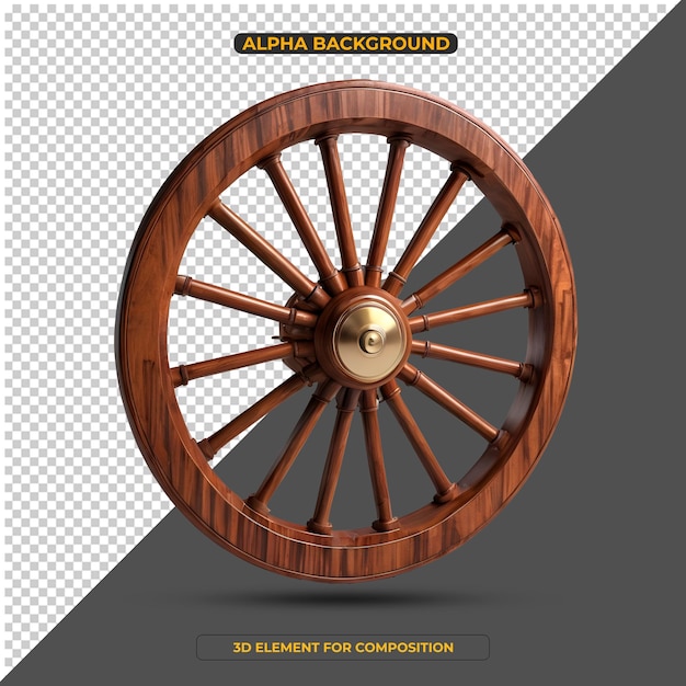 3d wheel wooden farm cart