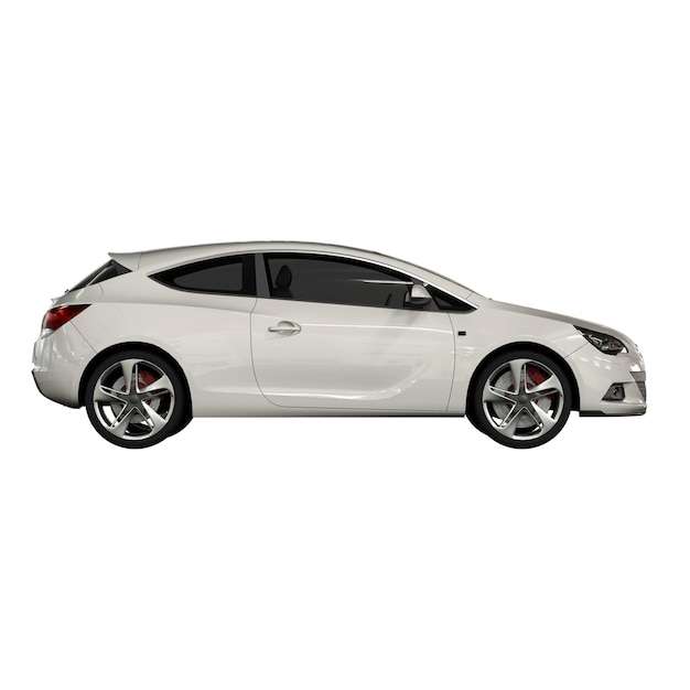 3d white car left view