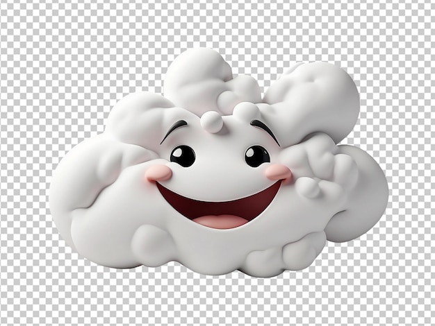 3d white cloud with smiley face