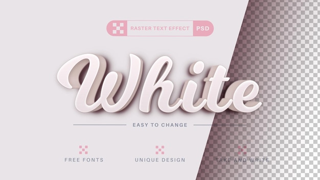 3D White Editable Text Effect Font Style