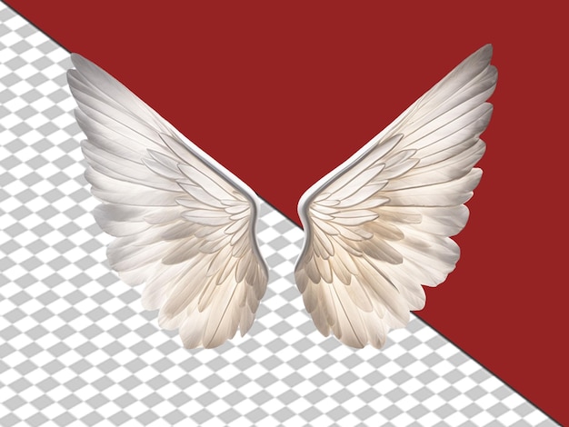 PSD 3d white engle wings on white background