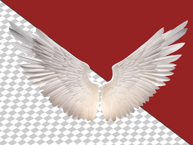 Ali di angelo bianche 3d su sfondo bianco