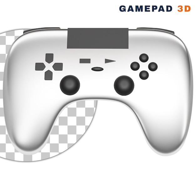 3d white joystick with analog on transparent background