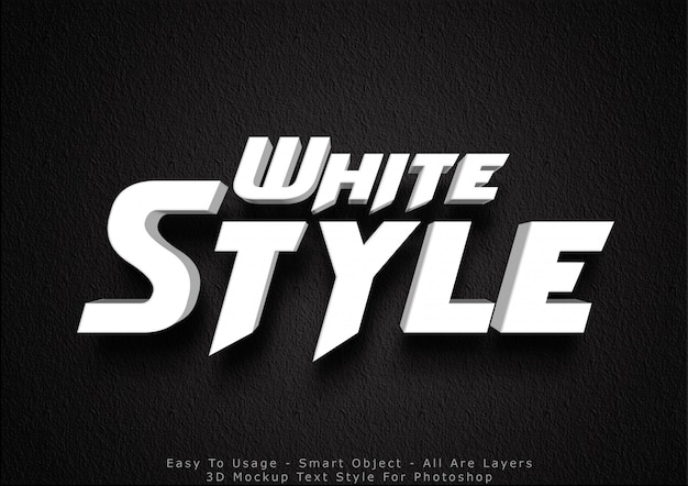 3d white mockup text style effect