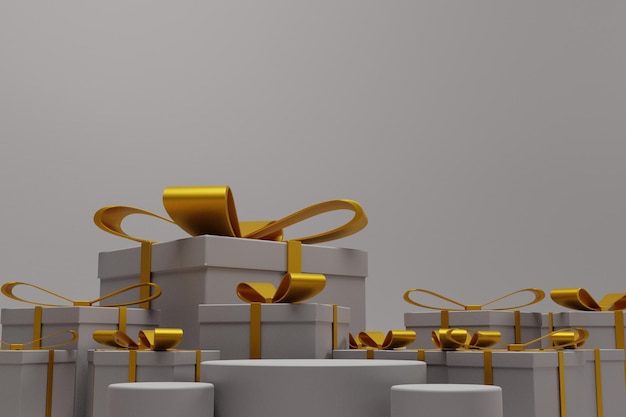 クリスマスのための3D白い表彰台ステージ