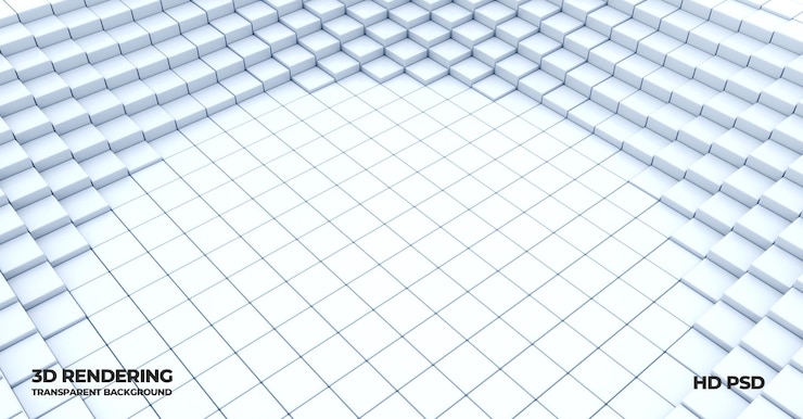 PSD 3d white wall tiles abstract square tech background