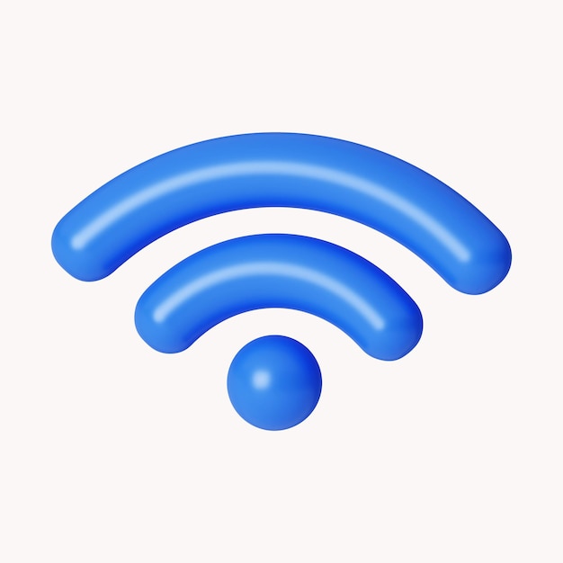 3d wi fi wireless network symbol icon isolated on white background 3d rendering illustration clipping path