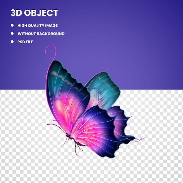 PSD 3d wielobarwny motyl