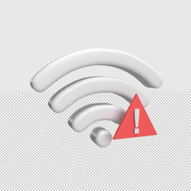 PSD 3d wifi icon with exclamation mark concept rendered illustration