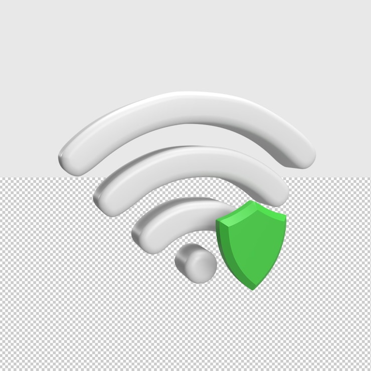 PSD 3d wifi icon with shield concept rendered illustration