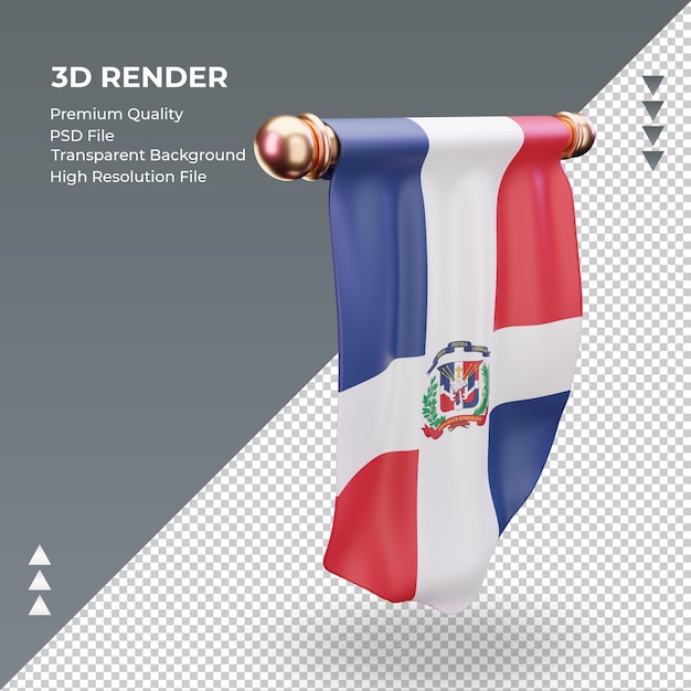 3d-wimpel dominicaanse republiek vlag rendering linker weergave