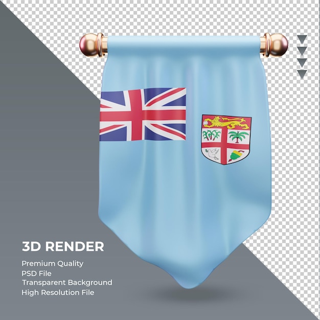 3d-wimpel fiji vlag rendering vooraanzicht