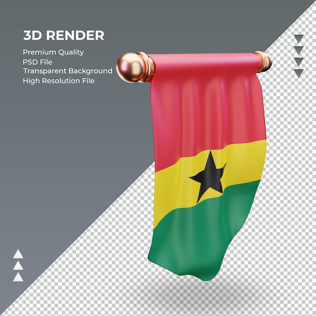 3d-wimpel ghana vlag weergave linker weergave