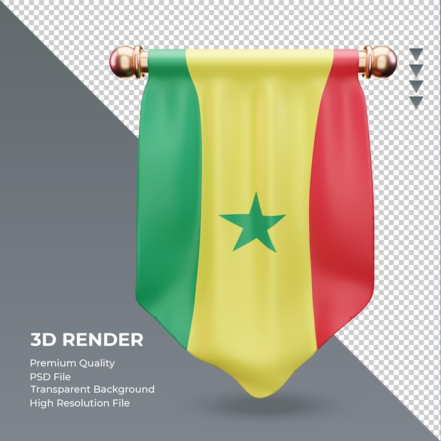 PSD 3d-wimpel senegal vlag rendering vooraanzicht