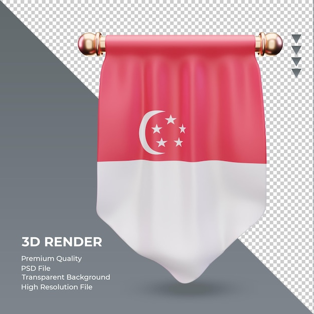 3d-wimpel singapore vlag rendering vooraanzicht