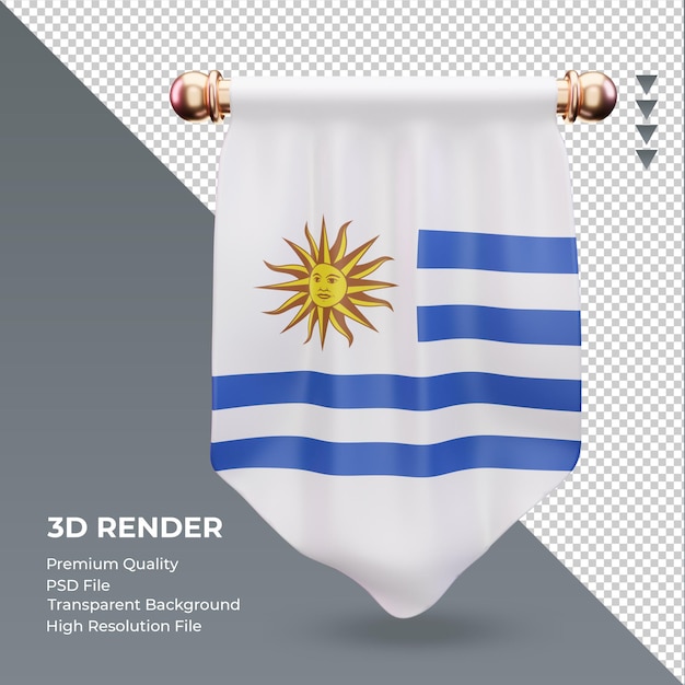 PSD 3d-wimpel uruguay vlag rendering vooraanzicht