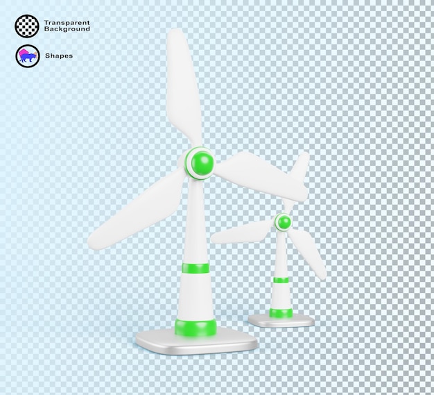 3d wind turbine isolated on blue background Alternative renewable power generation green energy concept Cartoon render icon of windmill or aerogenerator with white vanes