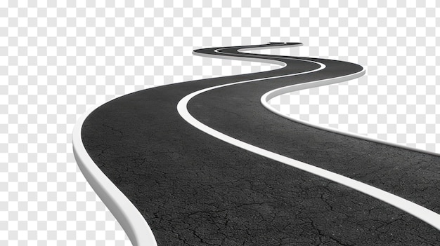 PSD 3d winding road curve on transparency background psd