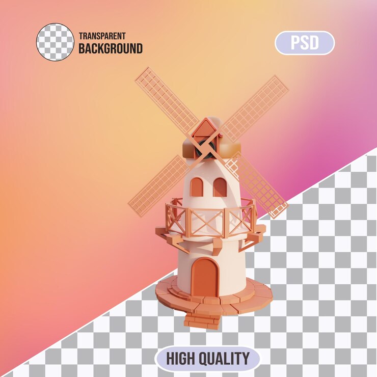 PSD ветряная мельница 3d