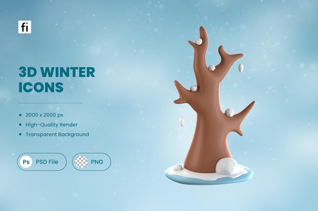 3d winter illustration bare tree