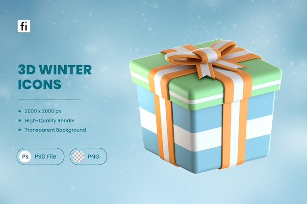 3d winter illustration gift box