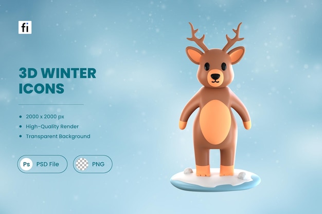 3d winter illustration reindeer