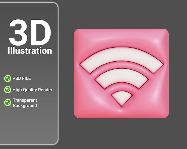 PSD 3d wireless network symbol,3d wifi icon