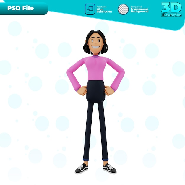 PSD 3d with arms akimbo gesture