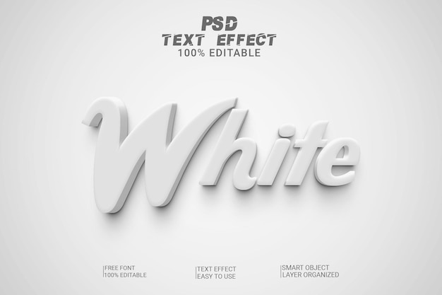 PSD 3d witte bewerkbare teksteffectstijl