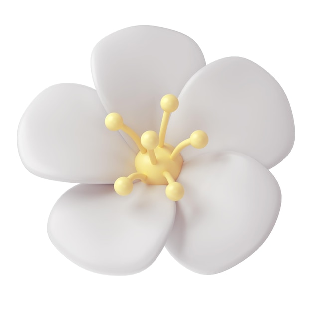 PSD 3d witte lente kersenbloesem bloem doorzichtig met inbegrip van bloemblaadjes en knoppen graphisch schattig element