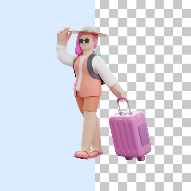 3d woman doing traveling